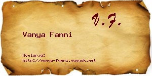 Vanya Fanni névjegykártya