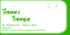 fanni vanya business card